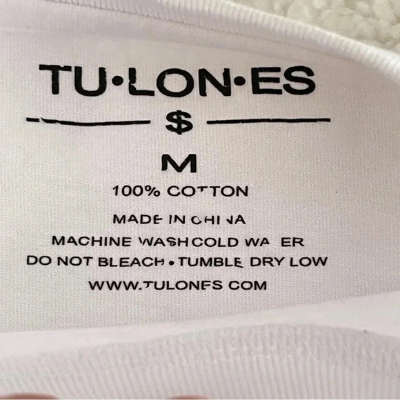 TULONES Men's Medium Crewneck White T-Shirt 4 Logos Design Blue/Red/Purple/Green - Picture 6 of 7
